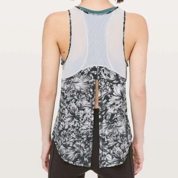 Lululemon Sculpt Tank *Tie Back Night Garden Ice Grey Black Ice Grey size 6 - Picture 3 of 10